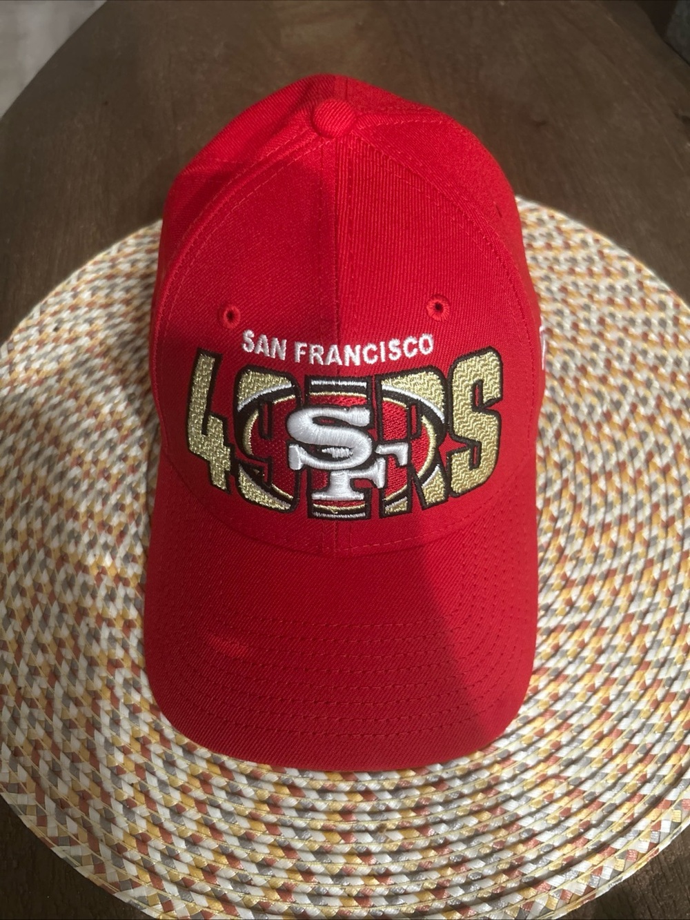 NFL San Francisco 49ers Red Hat with Gold and White Logo